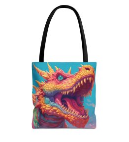 Colourful Mythical Dragon Roars In Front Of A Blue Sky